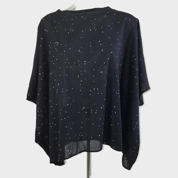 EILEEN FISHER Womens Organic Cotton Voile Splatter Print Box-Top Blue S/M NWT - Picture 1 of 11